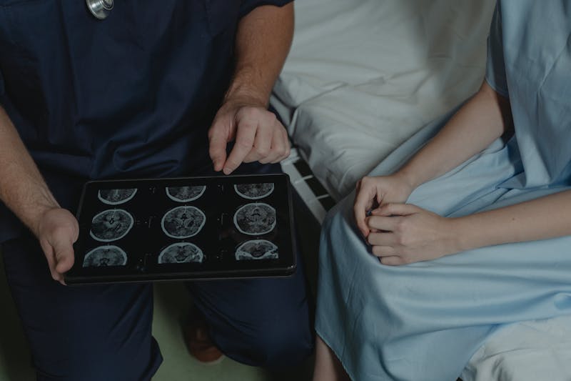 Healthcare professional using digital tablet for electronic health records